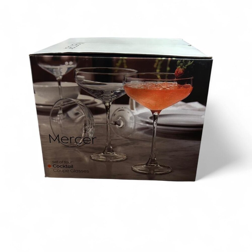 Set of 4 Mercer Cocktail Coupe Glasses | 11.46 oz Elegant Drinkware